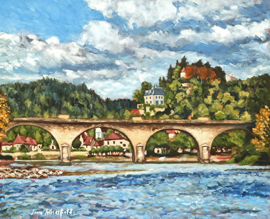 Dordogne Limeuil from the River - France Art Gallery - Oil Painting by Weybridge Surrey Artist Jane Atherfold Dordogne Limeuil from the River - France Art Gallery - Oil Painting by Weybridge Surrey Artist Jane Atherfold
